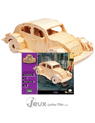 Puzzle 3d  en bois voiture 96 pièces fabriquez puis décorez