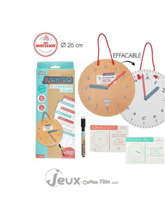 Jeu Montessori apprendre l’heure Horloge éducative enfant +6 ans Cartes effaçables 2