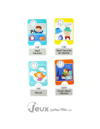 18 Cartes Puzzle Éducatives pour Apprendre l'Heure pédagogie Montessori