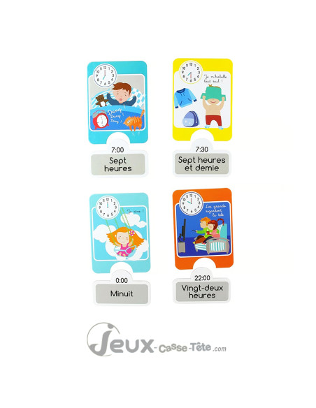 18 Cartes Puzzle Éducatives pour Apprendre l'Heure pédagogie Montessori