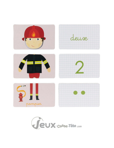 Cartes éducatives métiers et chiffres – methode Montessori