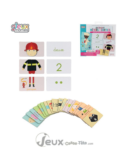 Cartes éducatives métiers et chiffres – methode Montessori