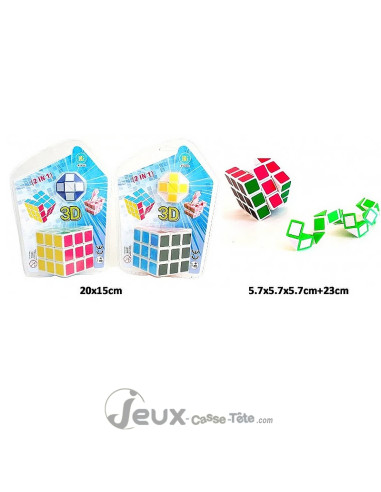 Lot 1 cube 6 faces + 1 puzzle serpent Le duo...
