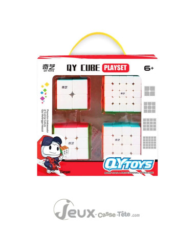 QY Cube Playset- Coffret de Cubes de Speedcubing 2x2, 3x3 et 4x4