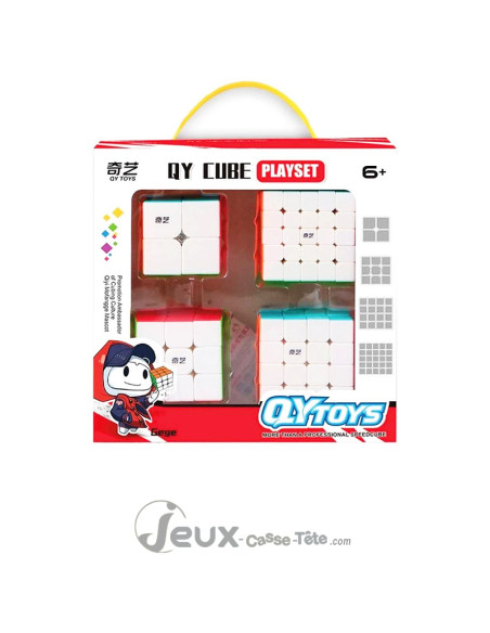 QY Cube Playset- Coffret de Cubes de Speedcubing 2x2, 3x3 et 4x4