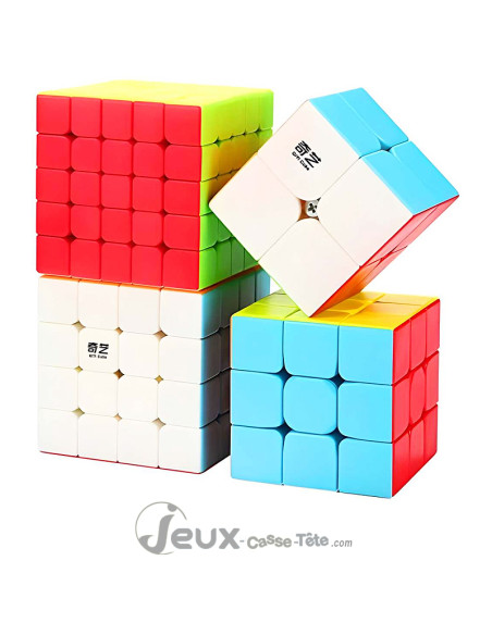 QY Cube Playset- Coffret de Cubes de Speedcubing 2x2, 3x3 et 4x4