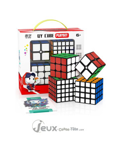 QY Cube Playset- Coffret de Cubes de Speedcubing 2x2, 3x3 et 4x4