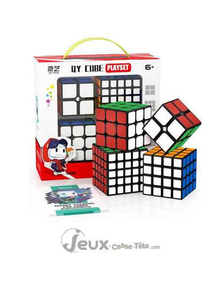 QY Cube Playset- Coffret de Cubes de Speedcubing 2x2, 3x3 et 4x4